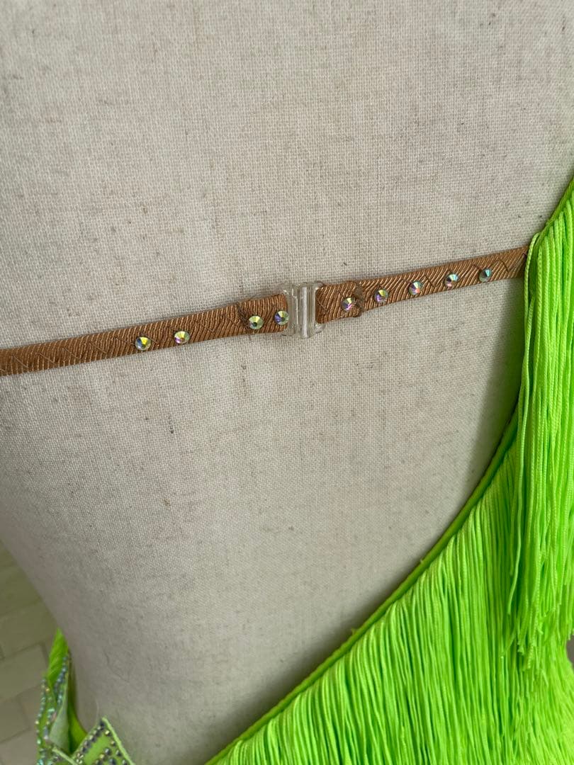 社交ダンス　ドレス⭐️ラテンドレス⭐️ネオンライムグリーンー　フリンジドレス