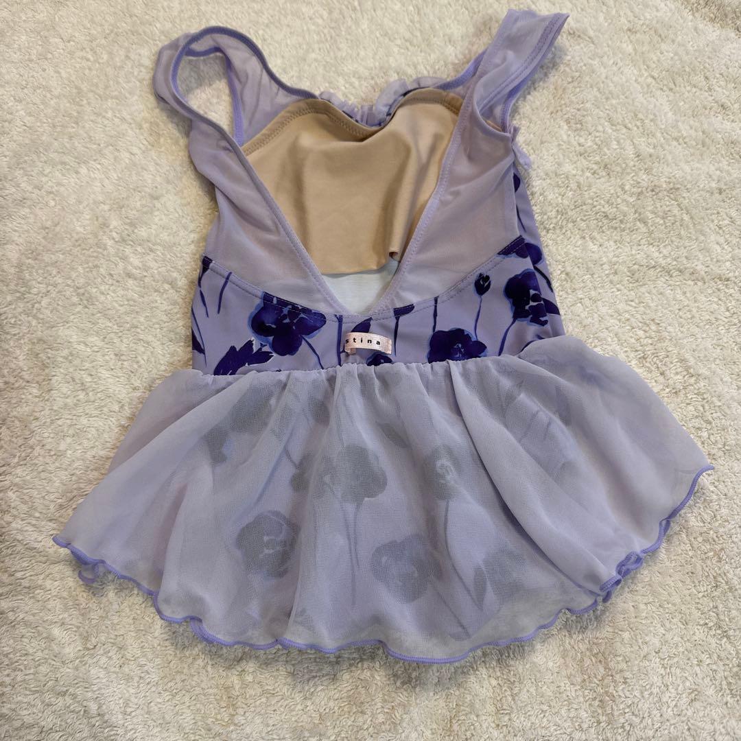 stina 花柄薄紫色子供用レオタード95-110cm 試着のみ