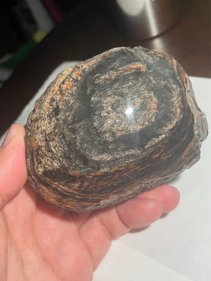 研磨品　十勝石玲瓏　ゴールデンマホガニーオブシディアン　特級品