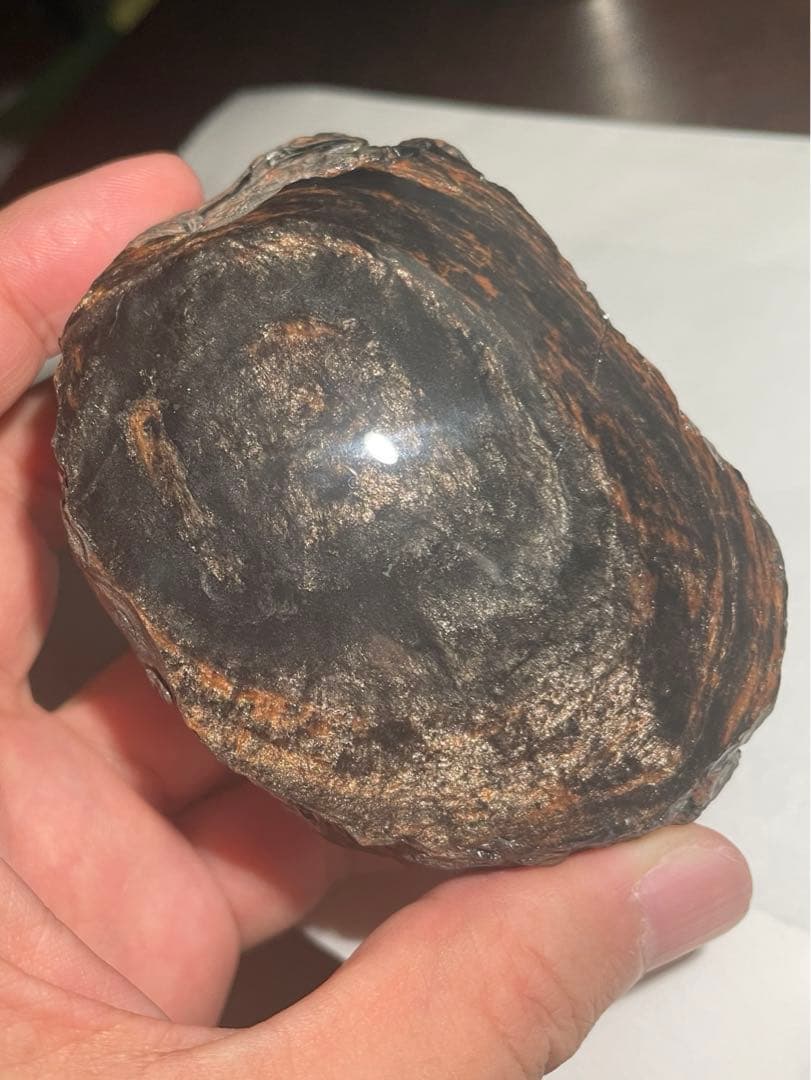 研磨品　十勝石玲瓏　ゴールデンマホガニーオブシディアン　特級品