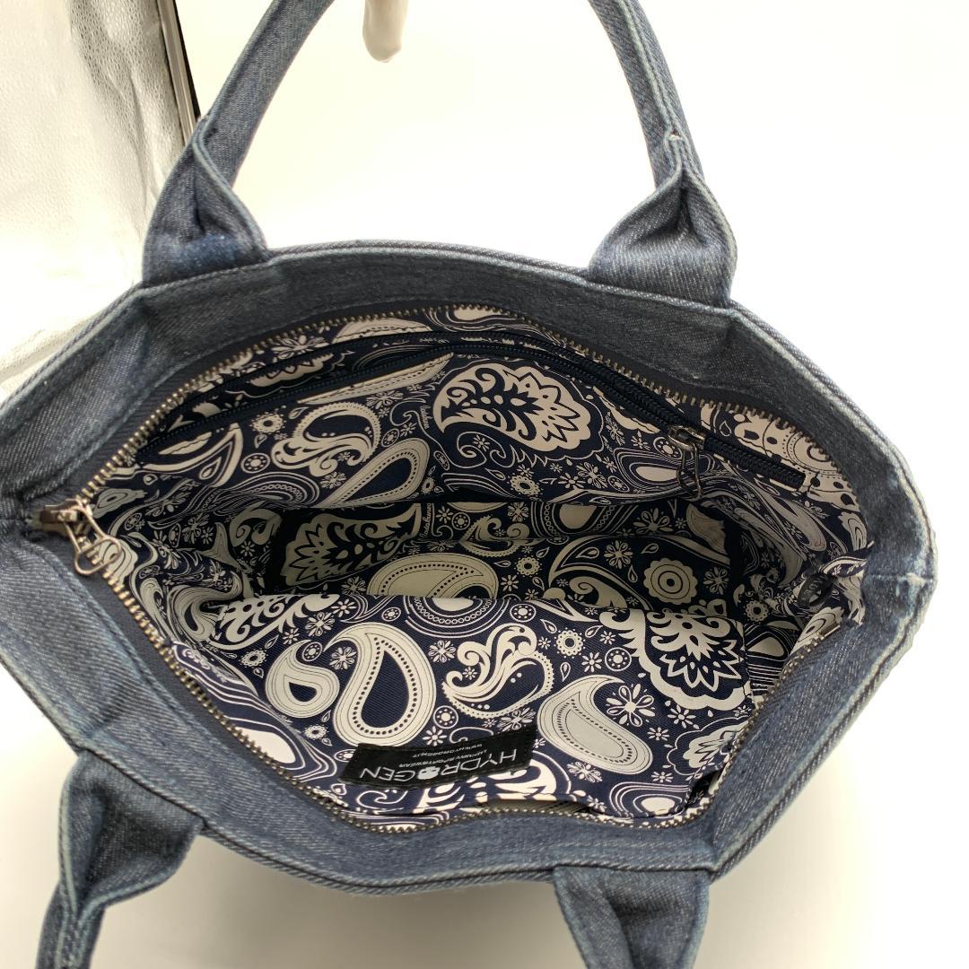 Hydrogen ハイドロゲン ハンドバッグ デニム スカルロゴ ペイズリー柄