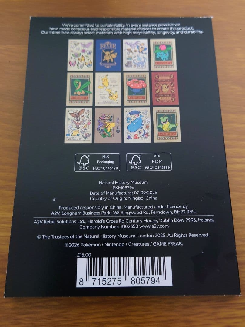 ポケモン ポストカードセット 12枚入り　ロンドン自然史博物館　限定商品