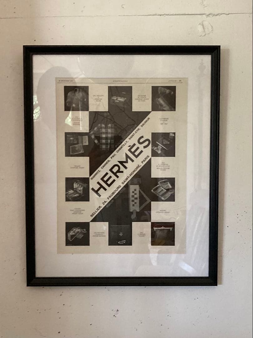 更に値下げ1929年　HERMES エルメス 広告　ポスターアートポスター　額装
