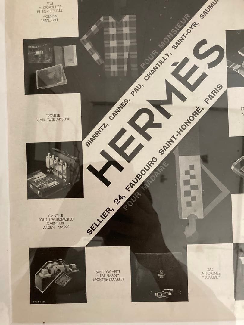 更に値下げ1929年　HERMES エルメス 広告　ポスターアートポスター　額装