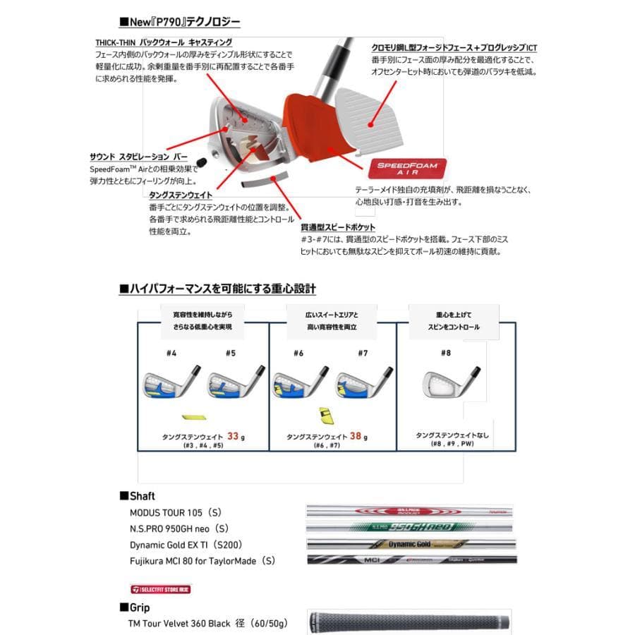 新品　テーラメイドP790 （23）5本セット　 Dynamic Gold EX