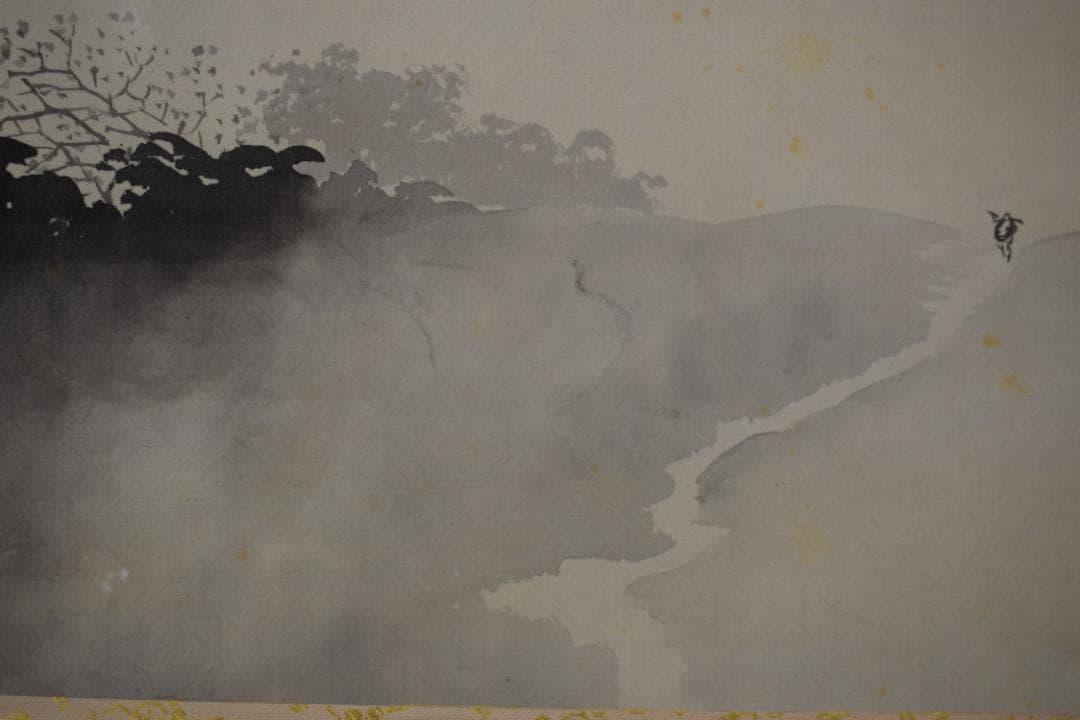 【真作】中川和堂/塔山水図/横物/掛軸☆宝船☆Y-625　JM