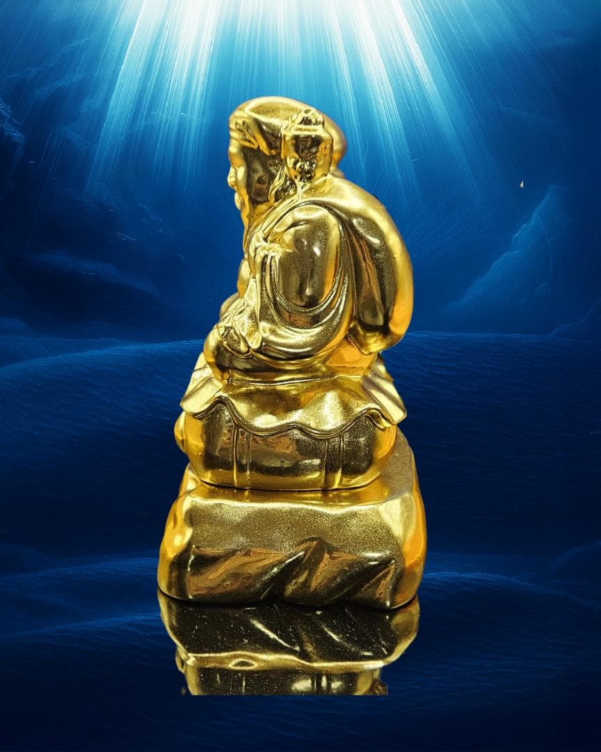 三面大黒天-手彫り仕上げ-黄金-黒檀-基本セット