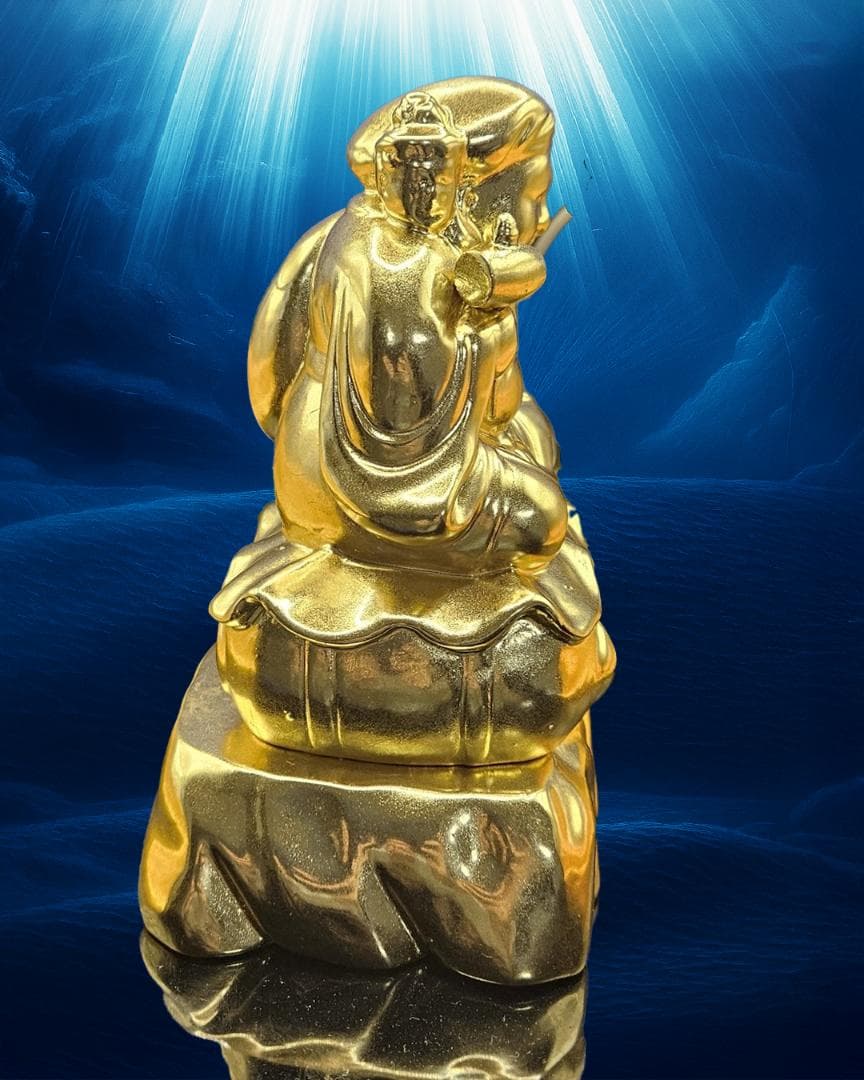 三面大黒天-手彫り仕上げ-黄金-黒檀-基本セット