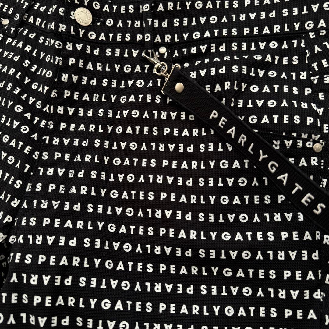 現行モデル　パーリーゲイツ　パンツ　総柄　黒　白　XL〜XXL相当 ストラップ付