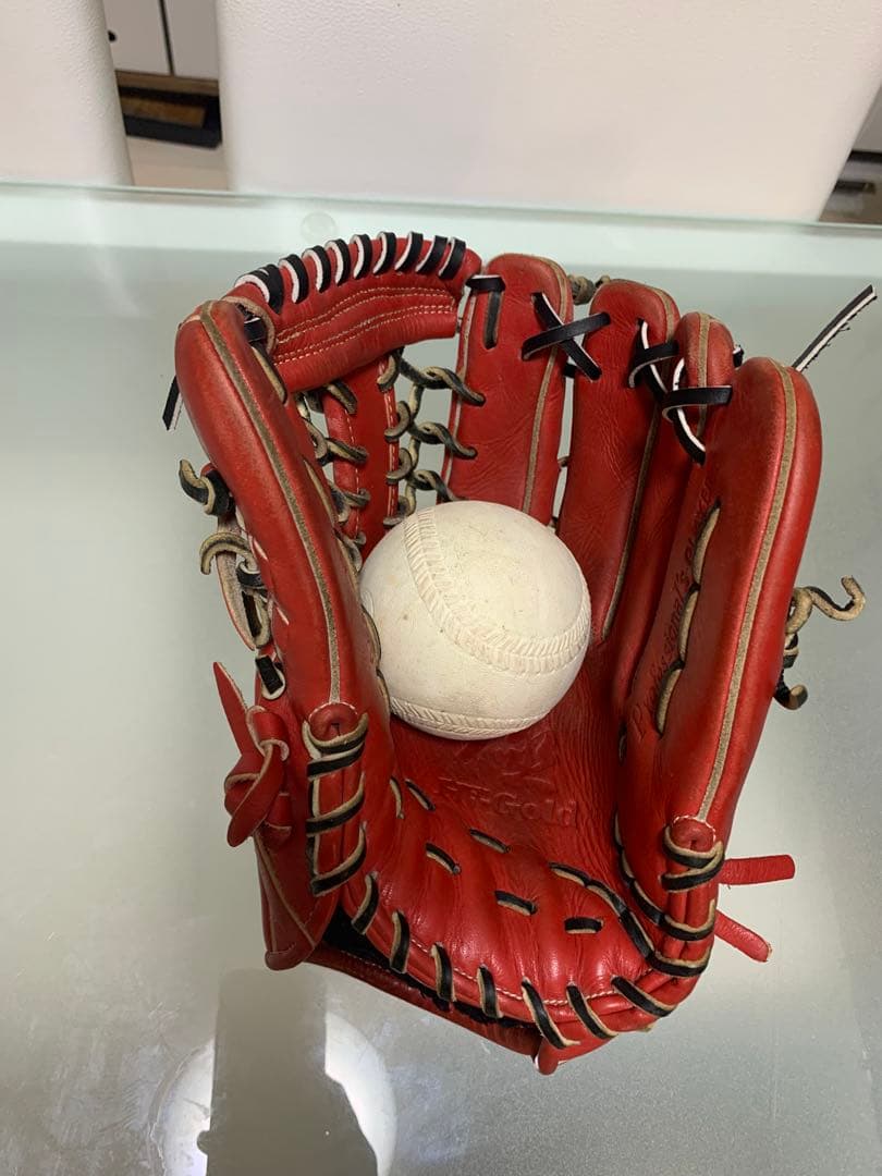 ハイゴールド　軟式外野用グローブ　一部紐交換済み