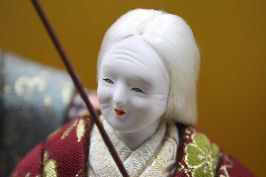 ガラスケース付き（寸法：横幅  約42cm）  木目込み人形