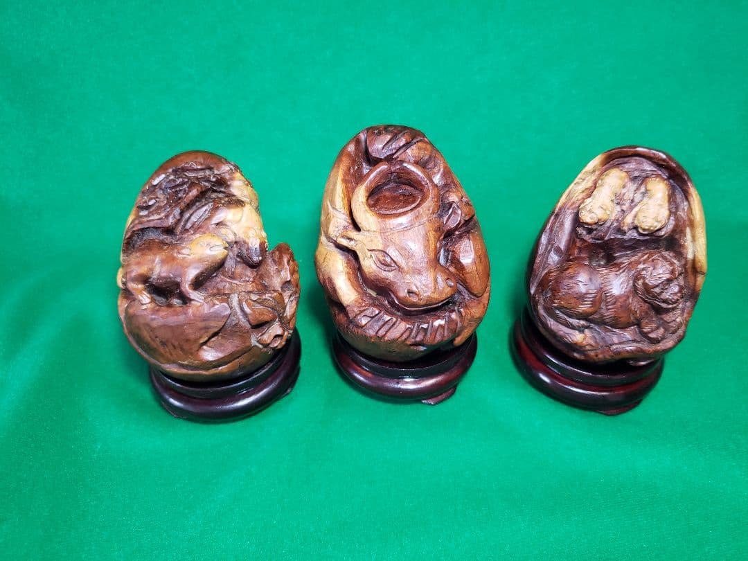 マリン木　薔薇の根　十二支　木彫りの置物