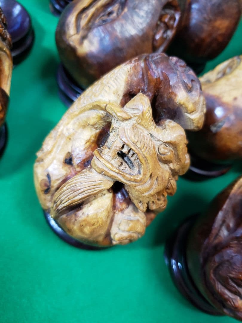 マリン木　薔薇の根　十二支　木彫りの置物