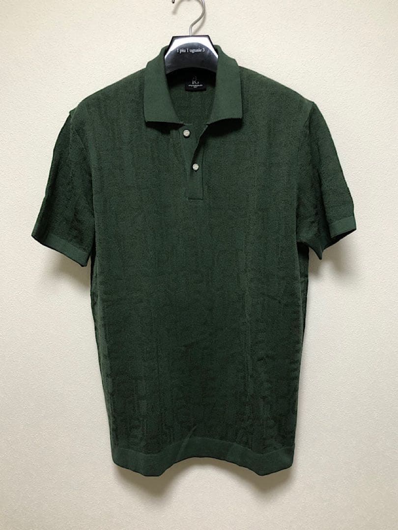 新品1PIU1UGUALE3 GOLF定9.4万24SS半袖ニットセットアップ緑