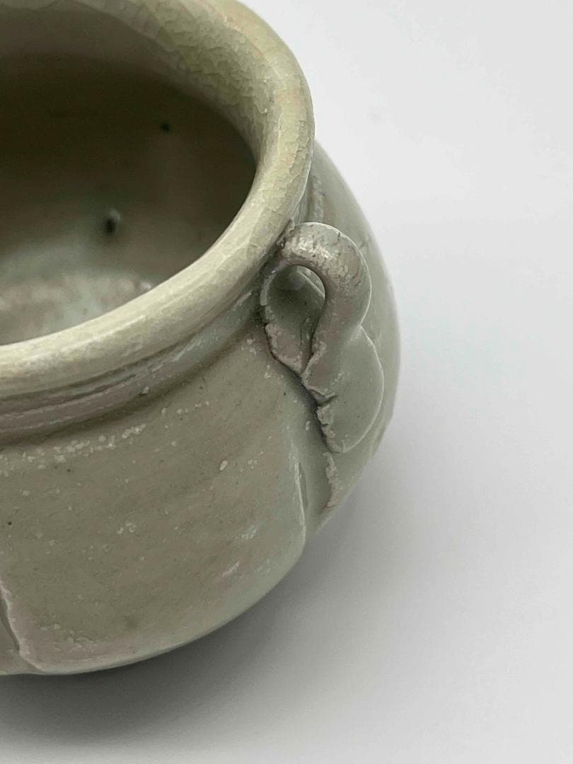 宋時代　定窯　白磁瓜形双耳壺　茶入　茶道具　水指　水差し 唐物(F-51)