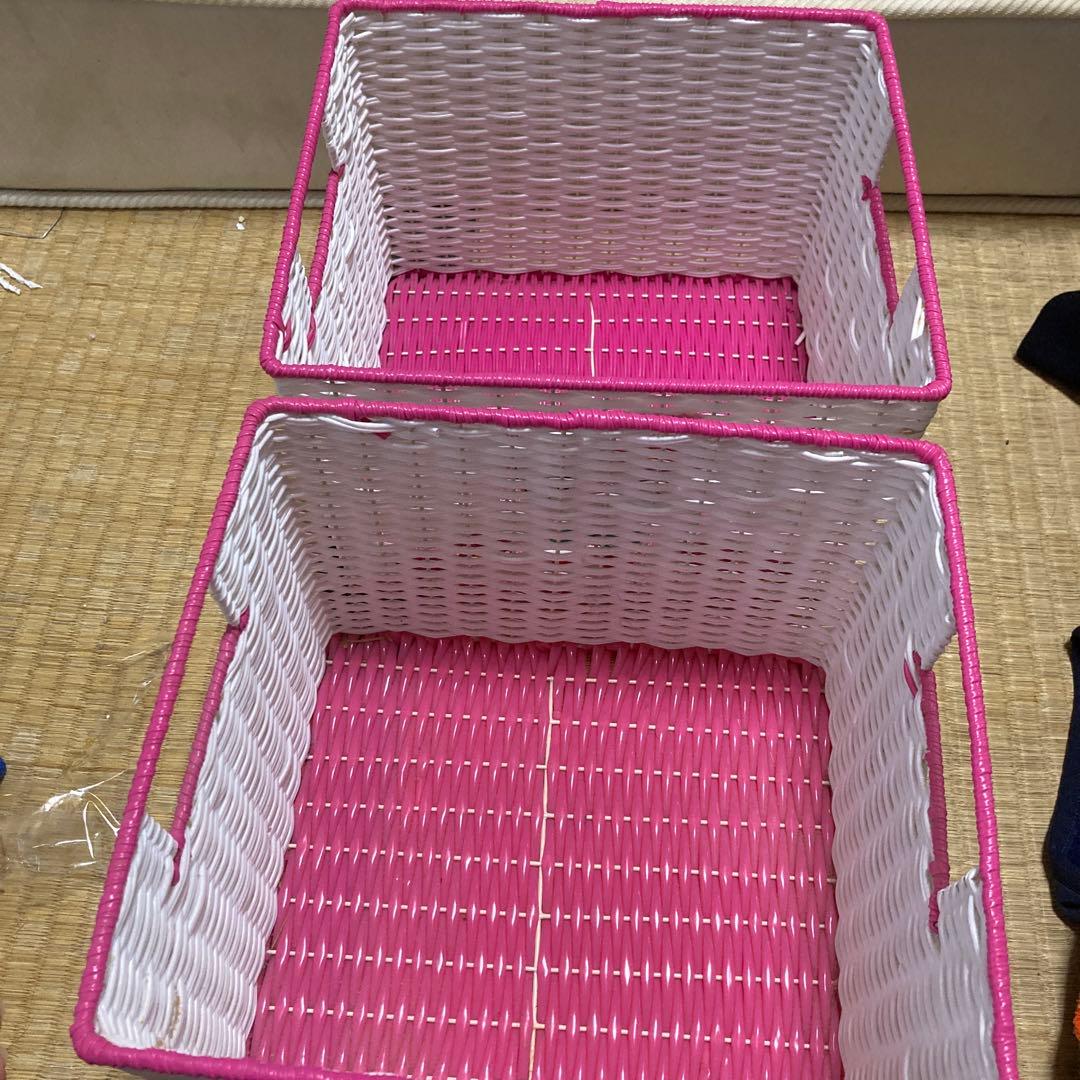 美品　激レア　キティ　ビニール編み　収納ケース　2点