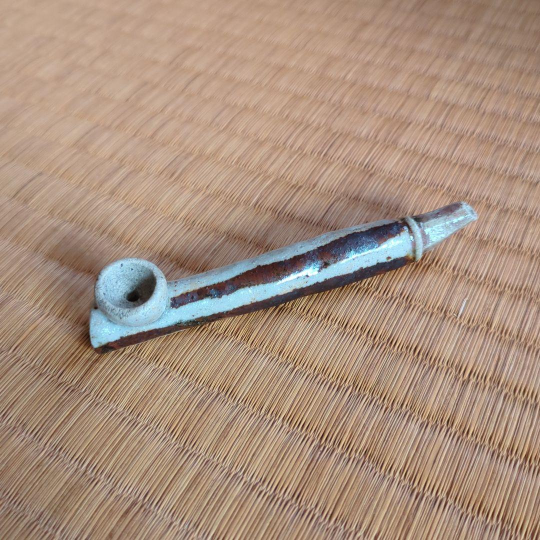 陶器製煙管 木箱付き　織部焼　織部　箸置き