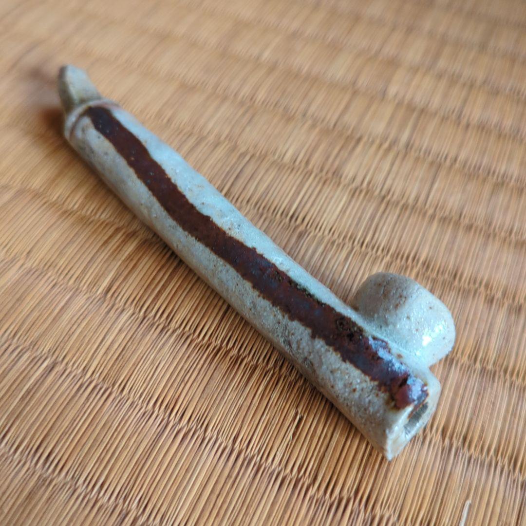 陶器製煙管 木箱付き　織部焼　織部　箸置き