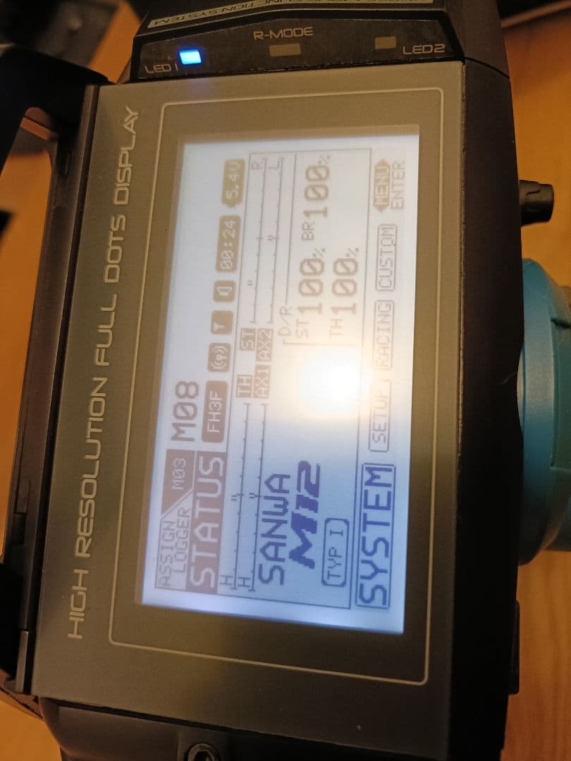 SANWA M12 送信機のみ アクティブホビー製ステアリングホイール付き