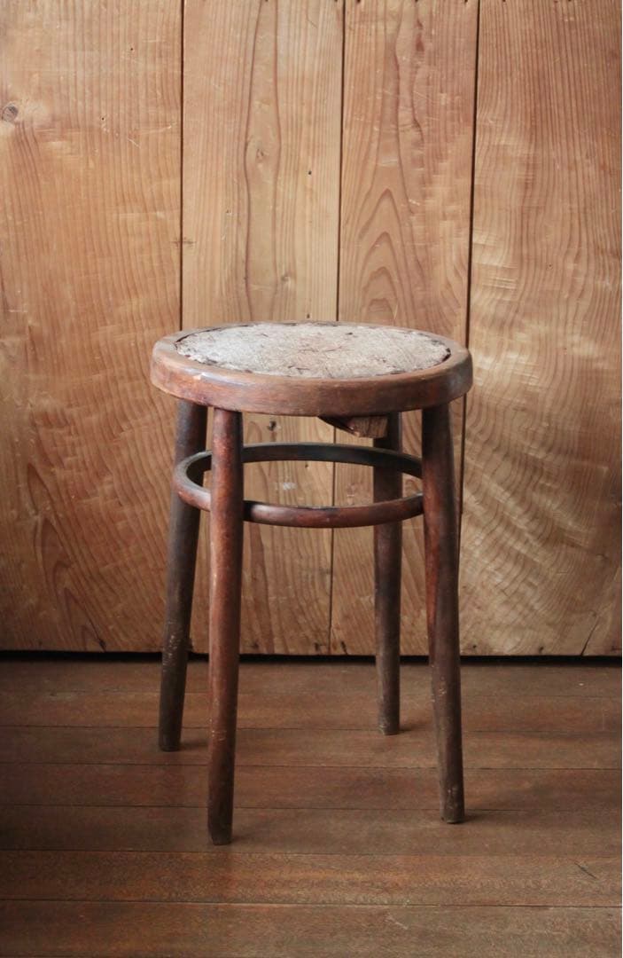 木製 丸椅子 布張 古道具 アンティーク