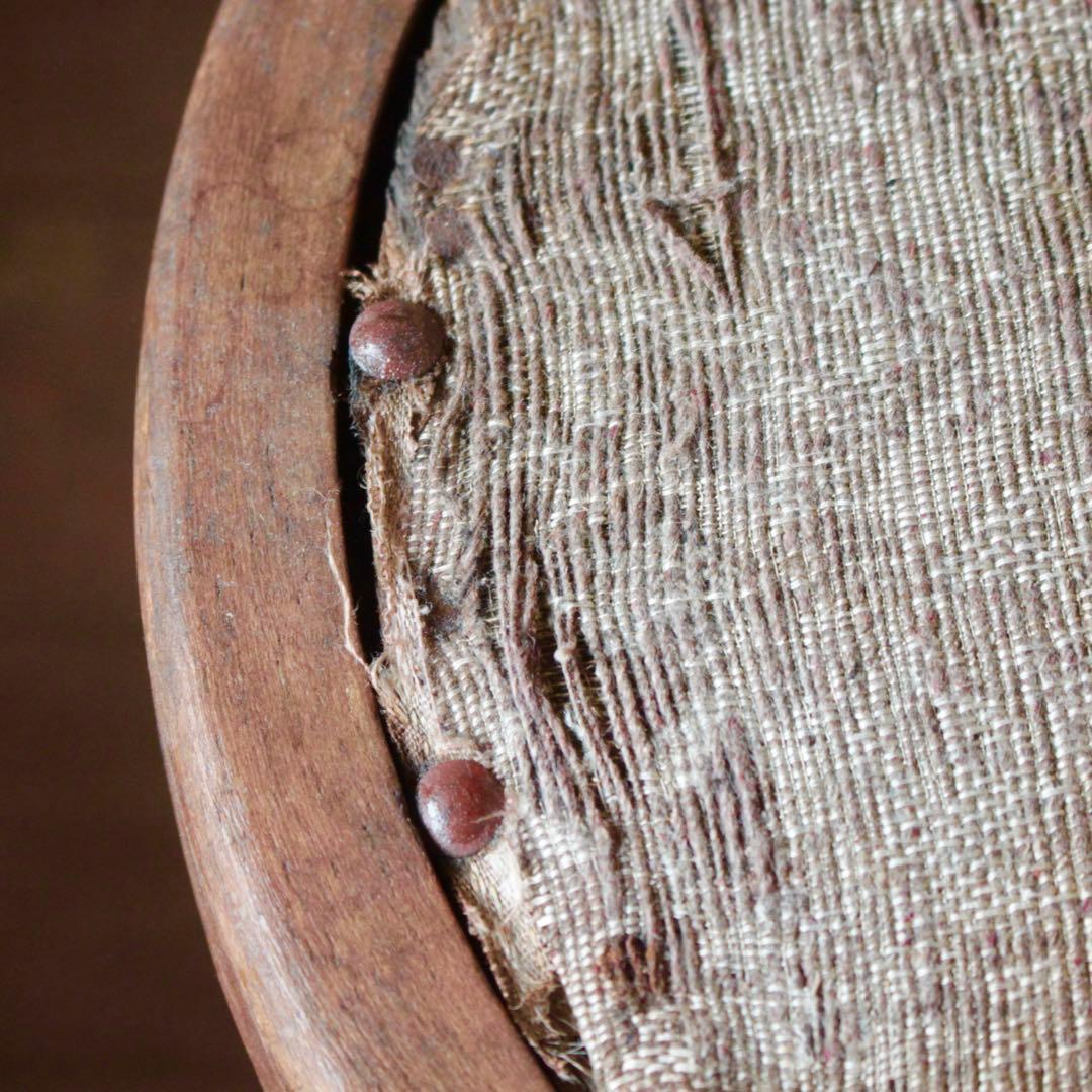 木製 丸椅子 布張 古道具 アンティーク