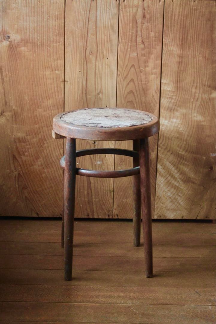 木製 丸椅子 布張 古道具 アンティーク