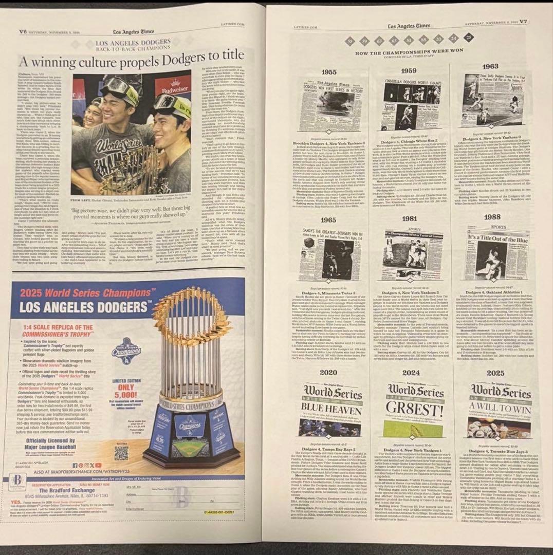 【ドジャース ワールドシリーズ 優勝特別記念版】 大谷翔平 山本由伸 特別価格②
