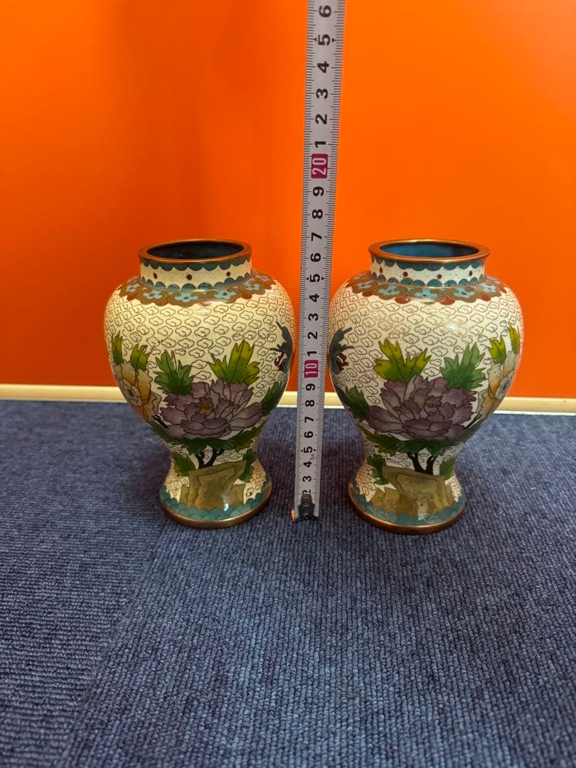 1850  七宝焼　景泰藍　花瓶2客