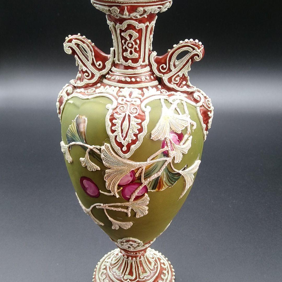 希少 里帰り品 オールドニッポン 銀杏 盛上げ 飾り壺