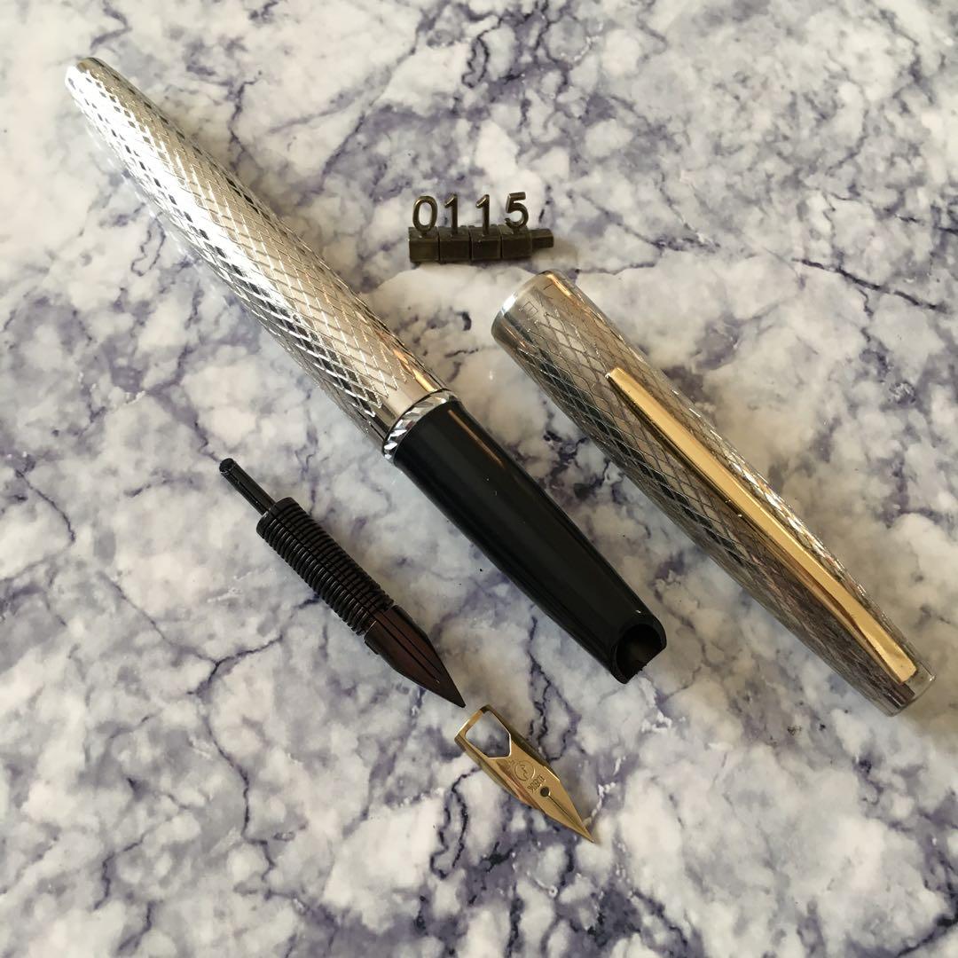 #0115オーバーホール済 万年筆 silver 18k