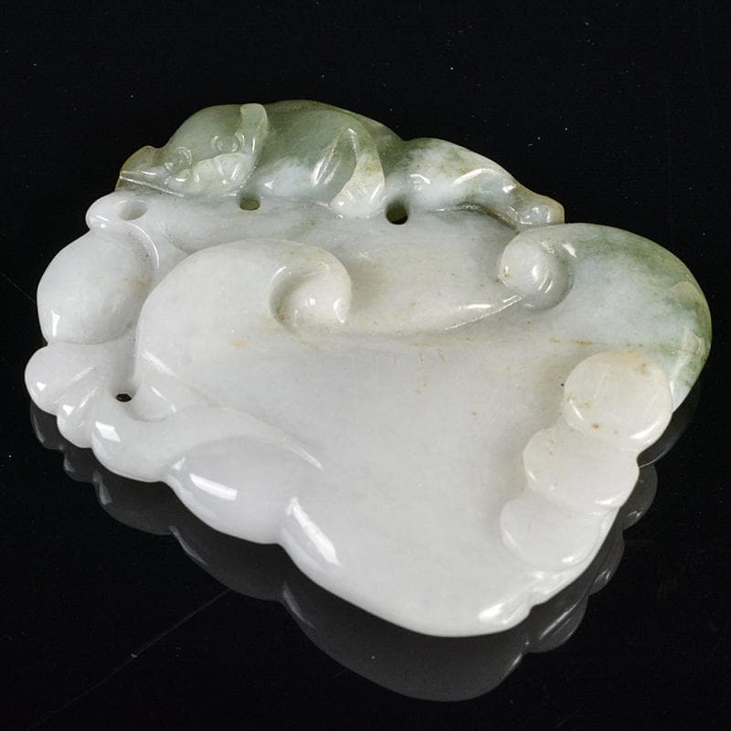 中国　玉石翡翠玉彫刻　とうもろこし　蛙など　根付　玉器　4点　C　R6172