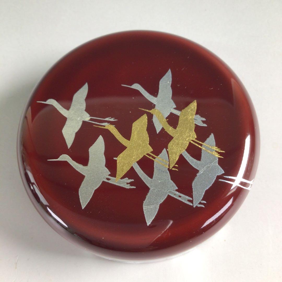 Ｒ２３９　棗　『山中塗』『工房　冴』『溜塗』『群鶴蒔絵』『中棗』　共箱　茶道具