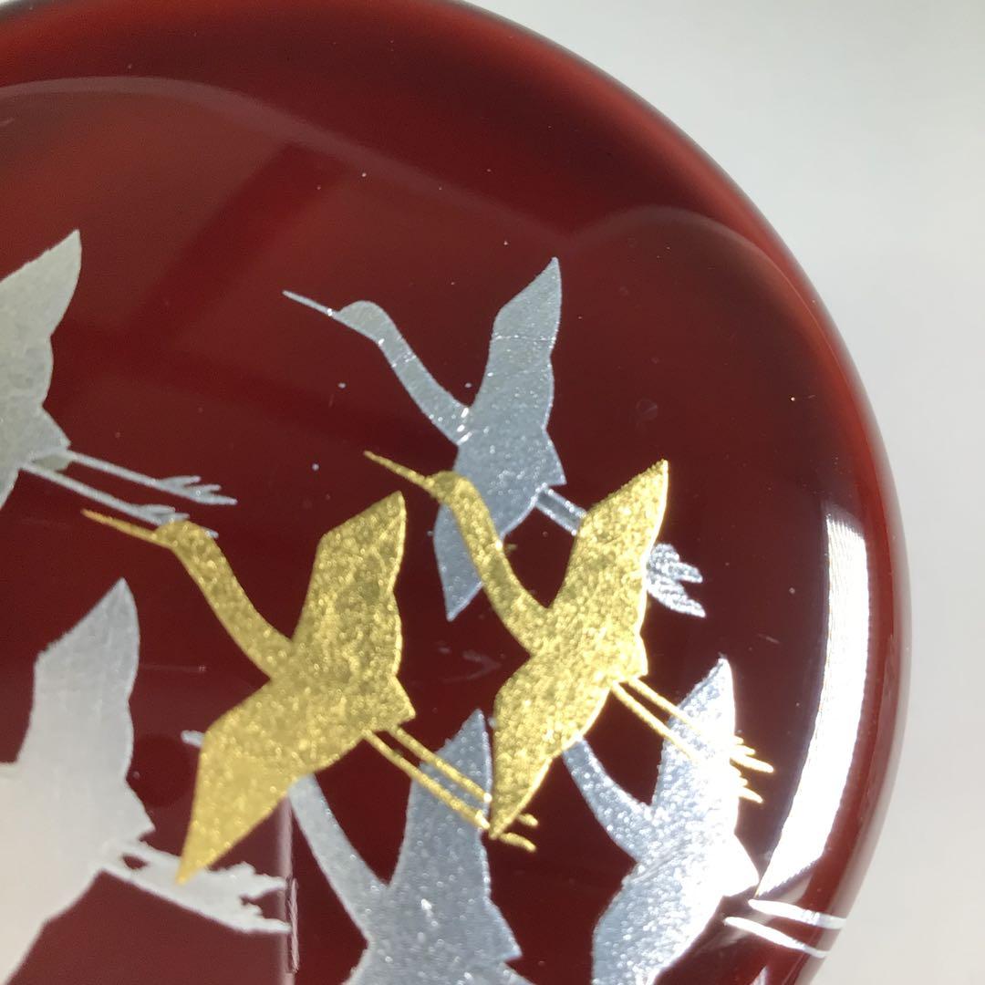 Ｒ２３９　棗　『山中塗』『工房　冴』『溜塗』『群鶴蒔絵』『中棗』　共箱　茶道具