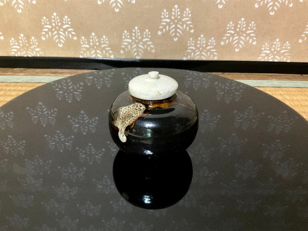 赤膚焼　二代目 小川二楽作　茶入　文琳　肩衝