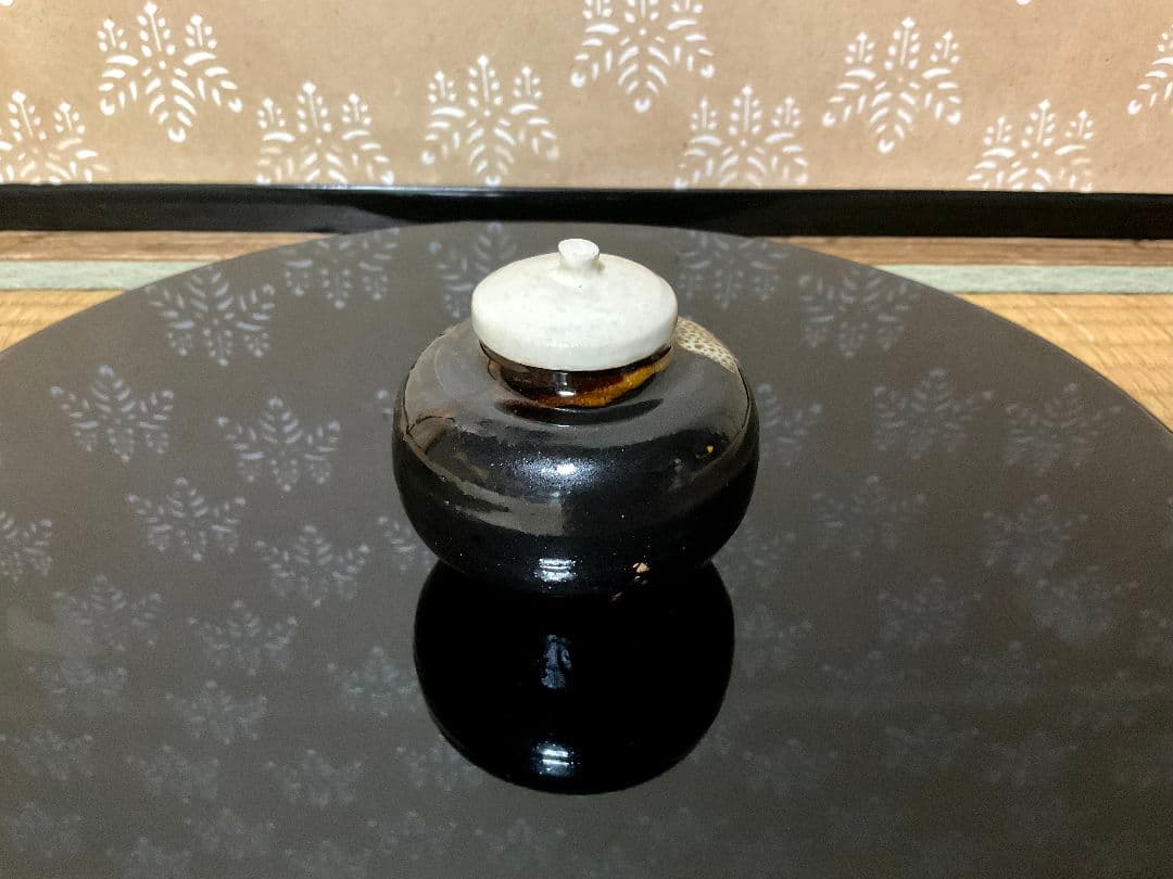 赤膚焼　二代目 小川二楽作　茶入　文琳　肩衝