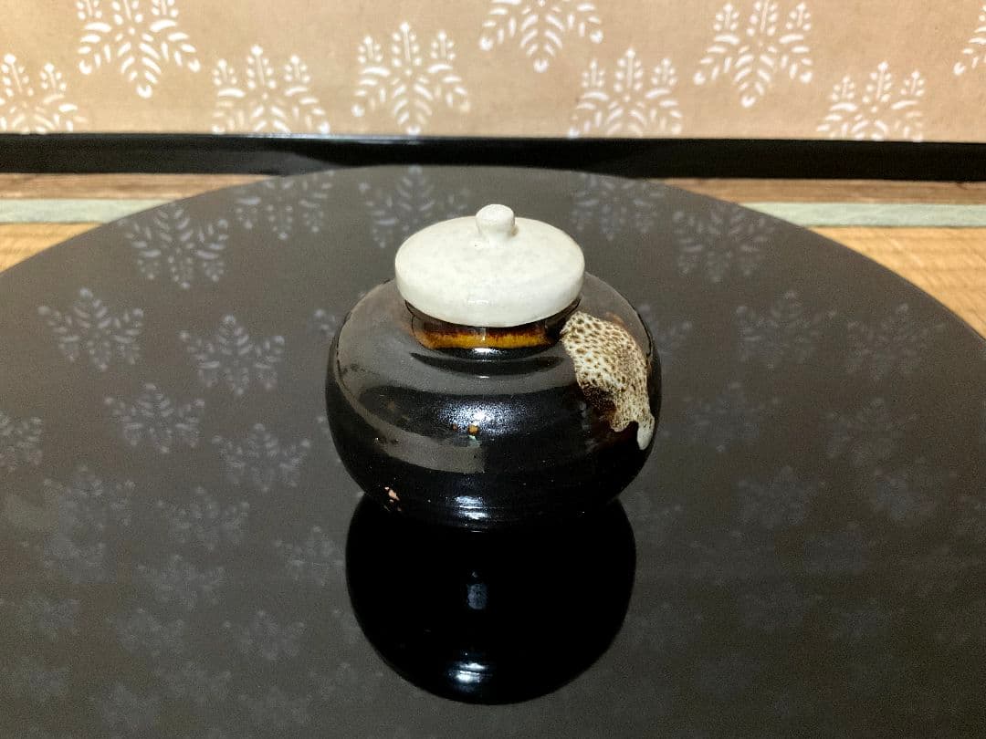 赤膚焼　二代目 小川二楽作　茶入　文琳　肩衝