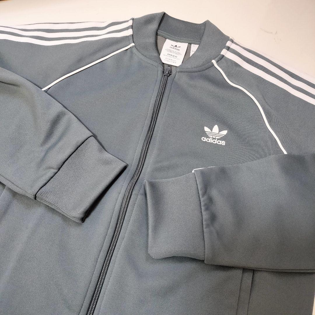 ★希少　アディダス　ジャージ　トラックジャケット　刺繍ロゴ　グレー　XL