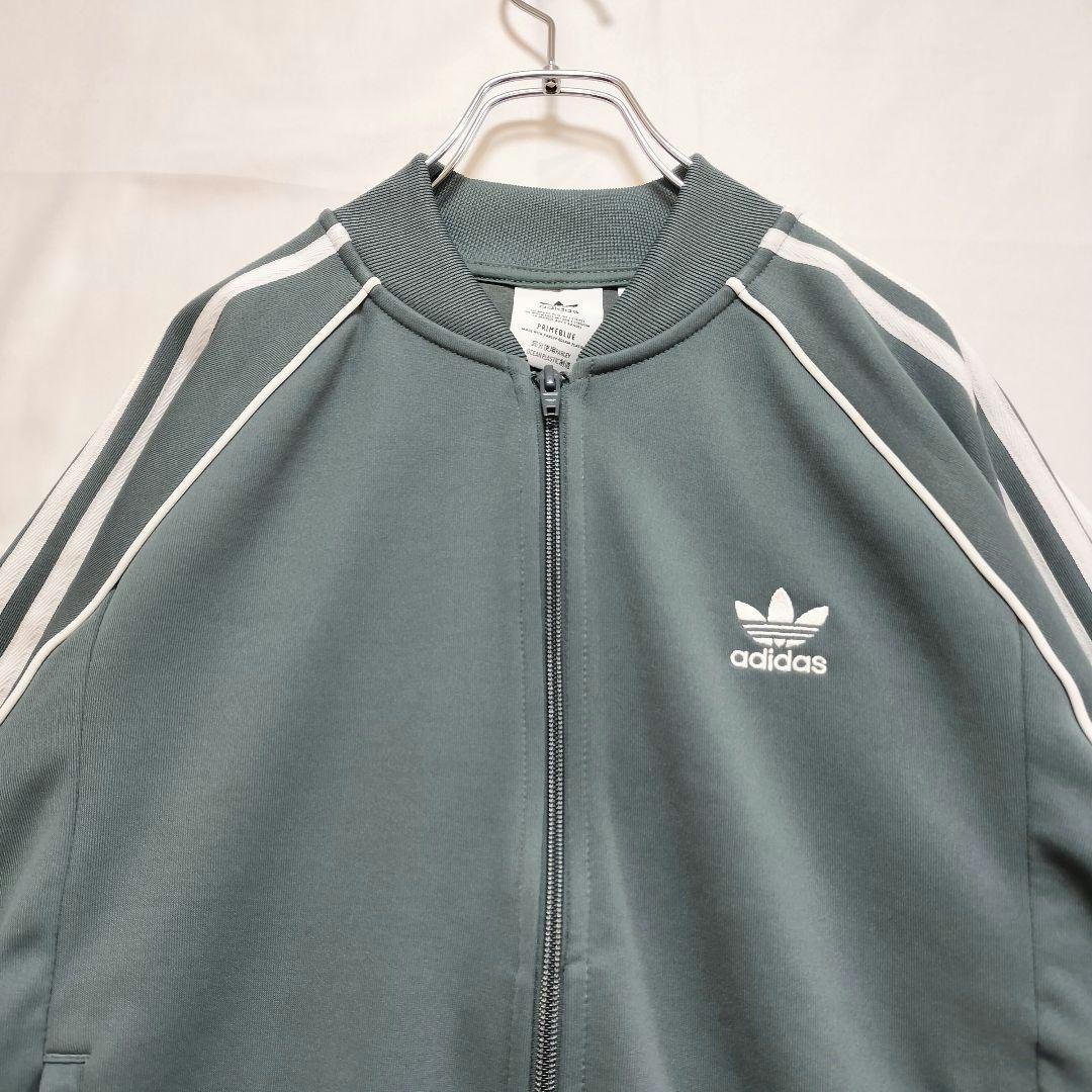 ★希少　アディダス　ジャージ　トラックジャケット　刺繍ロゴ　グレー　XL