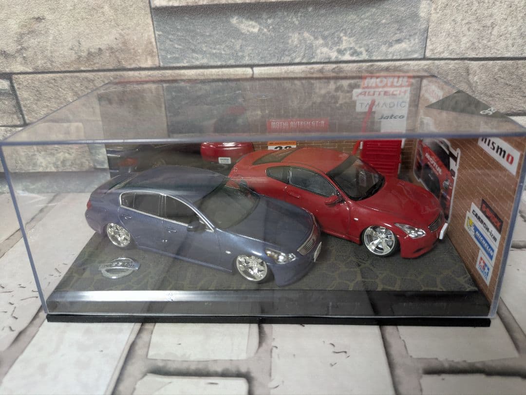 1/43 V36スカイライン クーペ+セダン+ジオラマケース 改造ミニカー