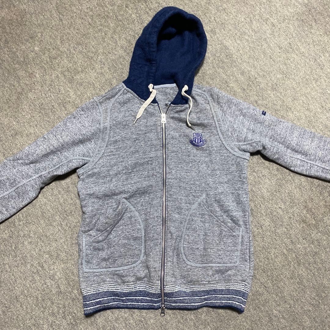 マスターバニー フード付きジップアップトレーナー グレー/ネイビーサイズ1