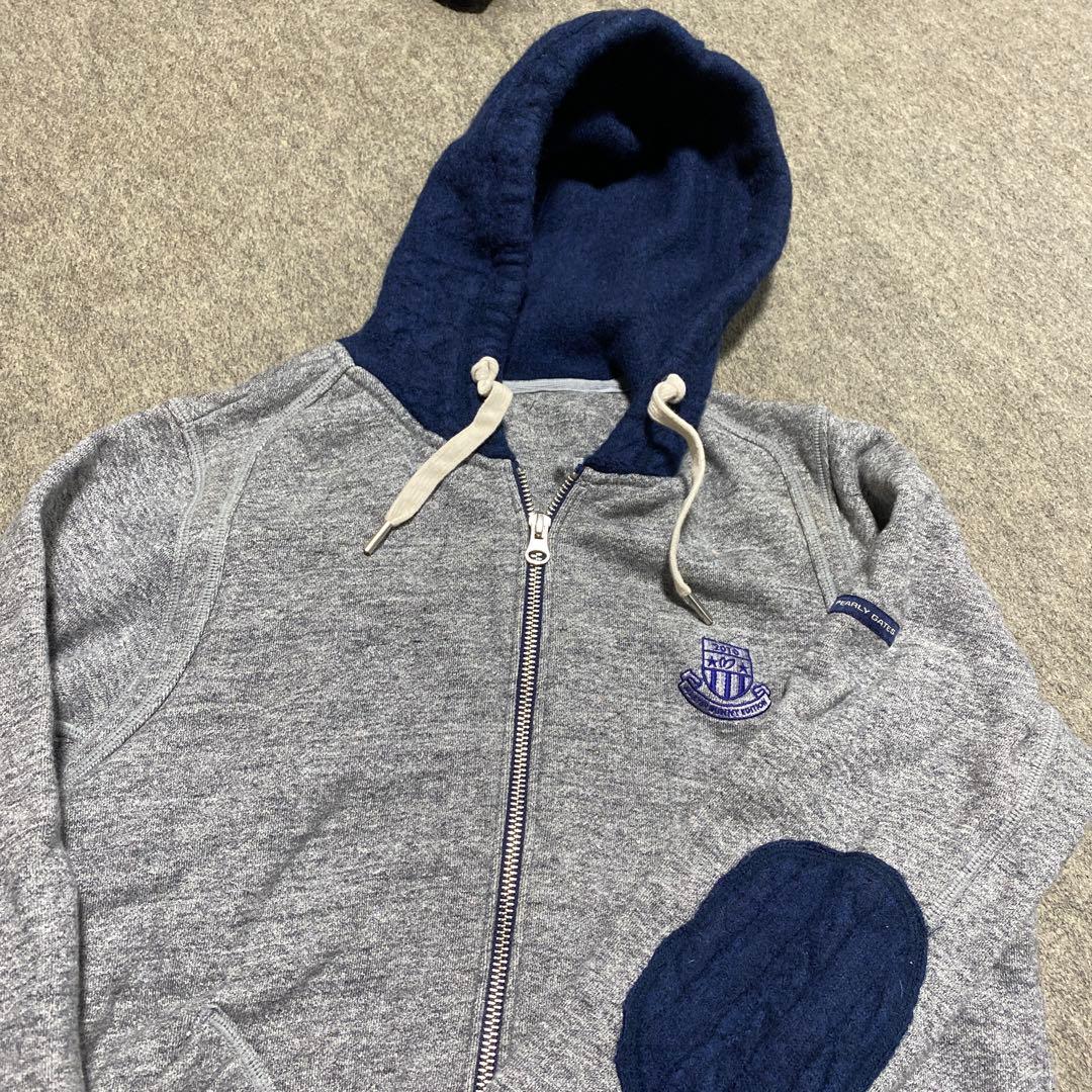 マスターバニー フード付きジップアップトレーナー グレー/ネイビーサイズ1