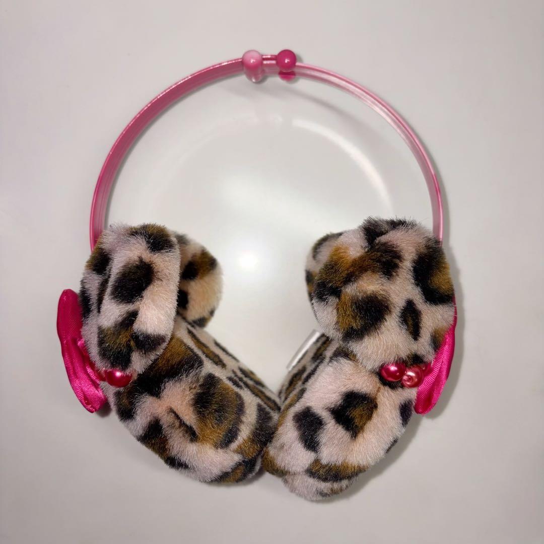ディズニー ミニーちゃん イヤーマフ 耳あて ヒョウ柄 ピンク リボン