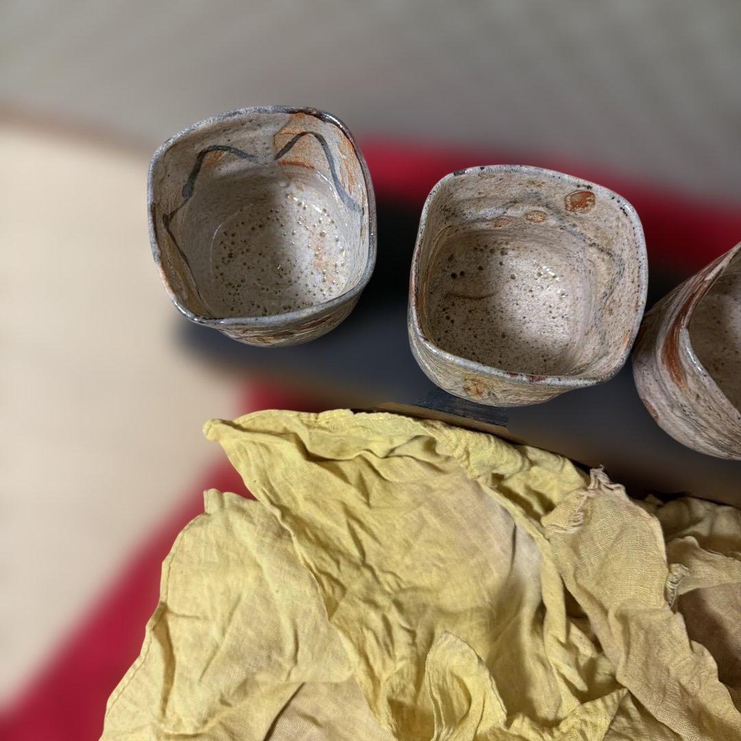 江戸時代　絵志野　向付　五客　無傷　茶碗　時代保管箱