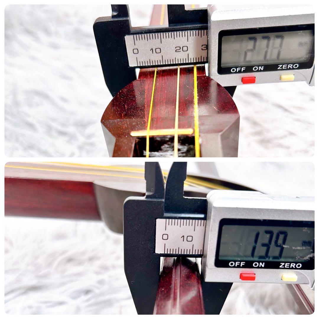 長唄三味線　中棹　紫檀　正寸　丸打胴　本皮　一本溝　皮破れなし　糸巻き紅木