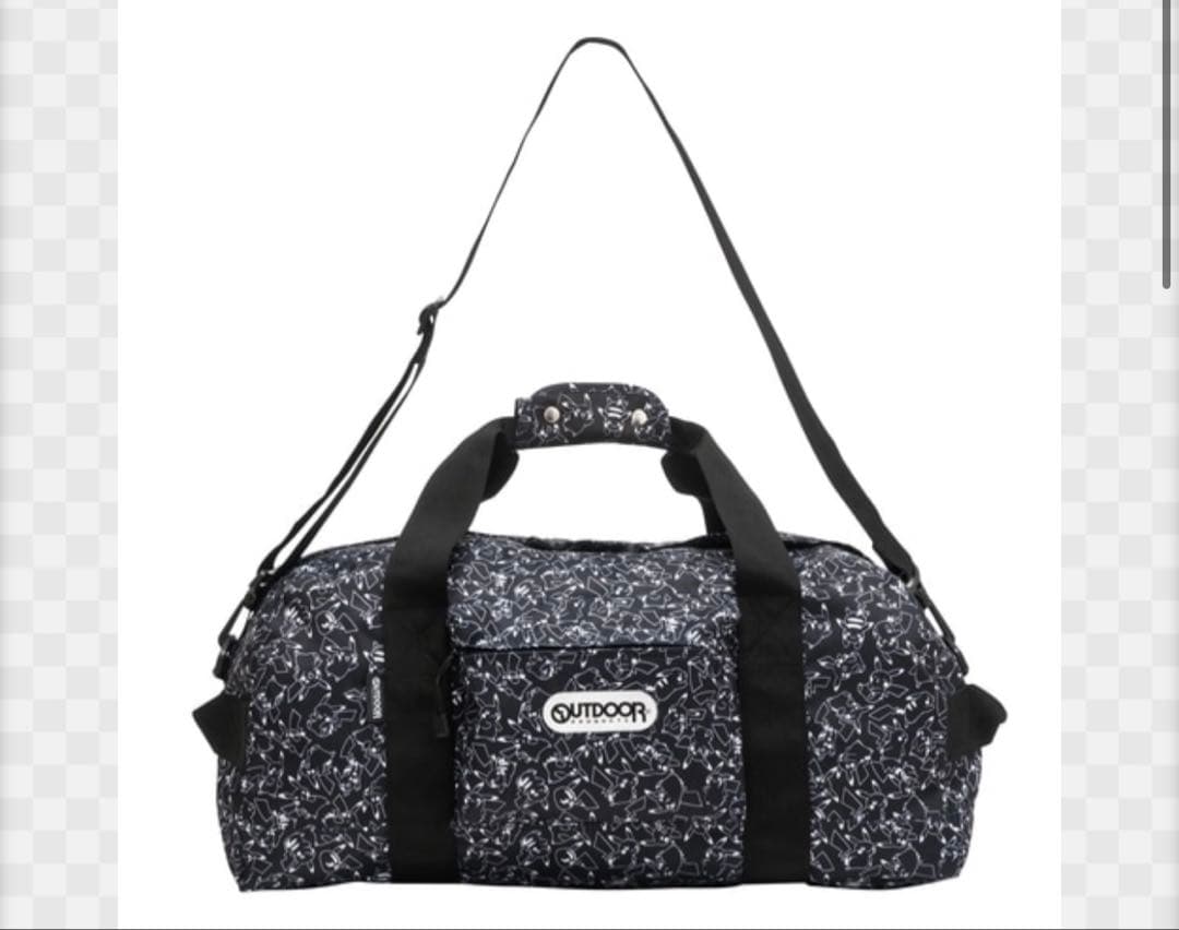 アウトドア outdoor ボストンバック ピカチュウがいっぱい ブラック 新品