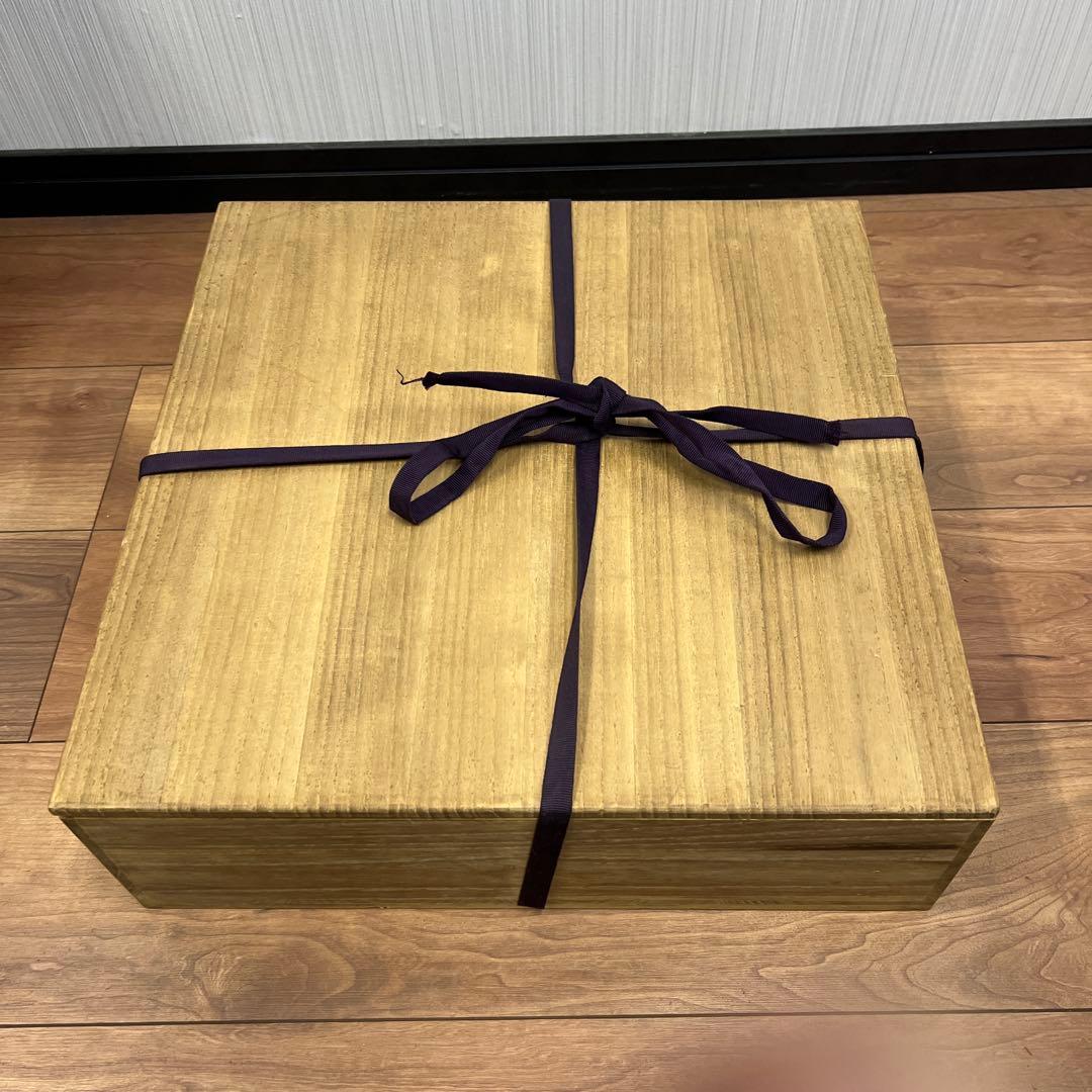 八角形の茶道具 鳥の絵柄 木製箱付き