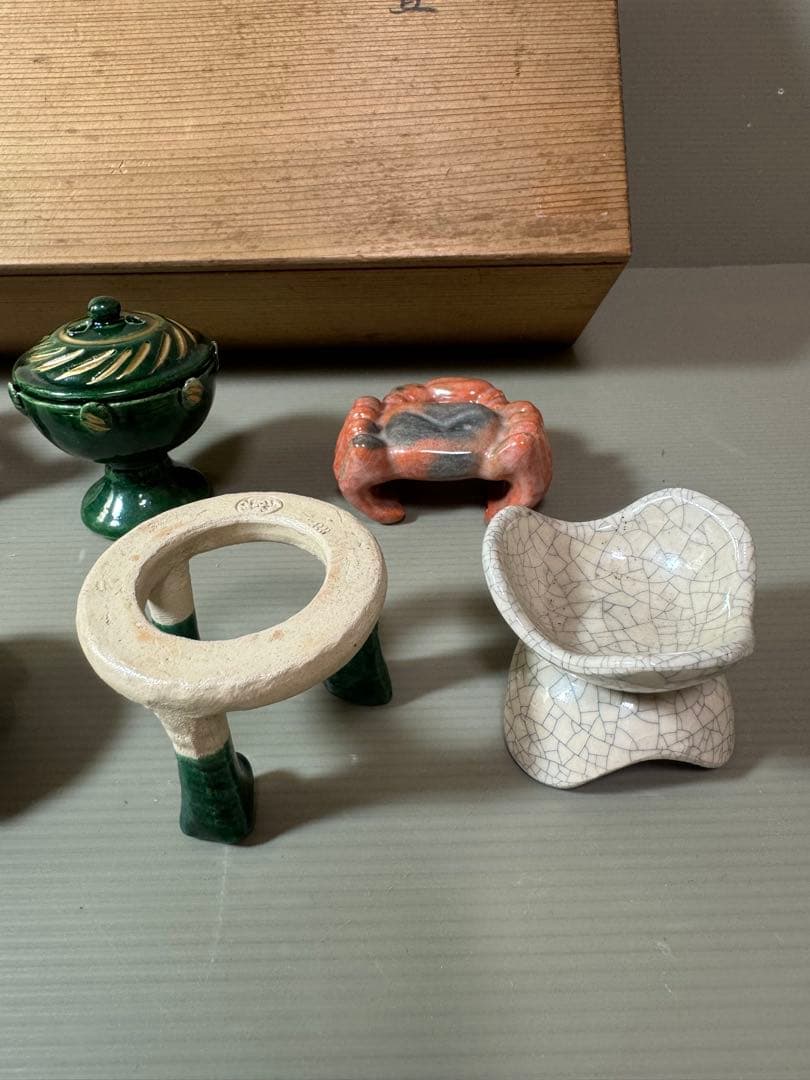 2885 川崎和楽作　楽七種　蓋置　7客　茶道具