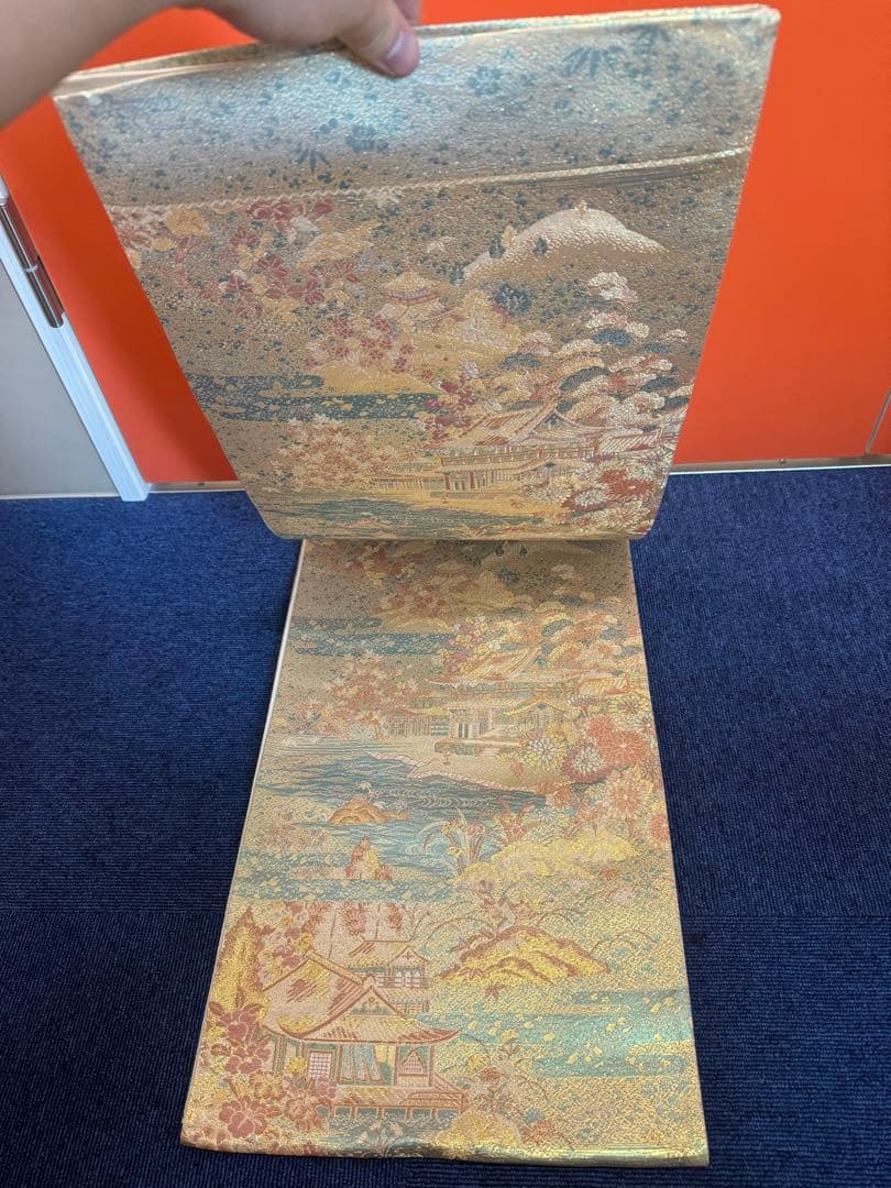 1926 袋帯 古代彫金紋  西陣織   金糸　高級上質上品　約440cm未使用