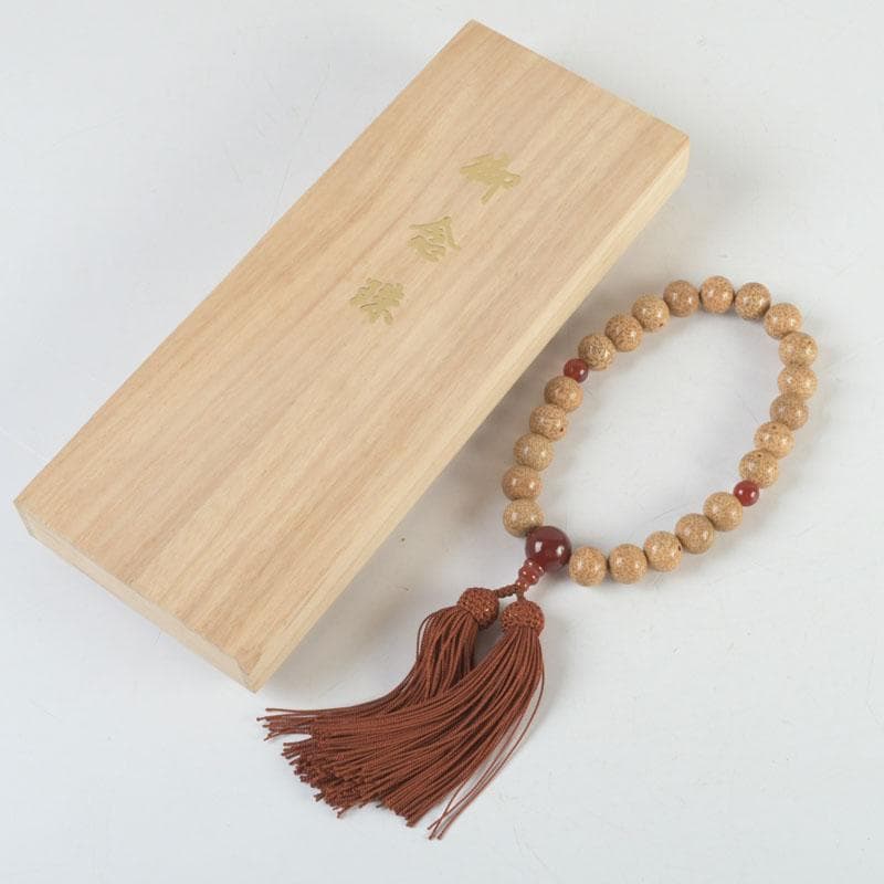 仏教美術　正絹房　赤瑪瑙　星月菩提珠　京念珠　数珠　共箱　N　9448