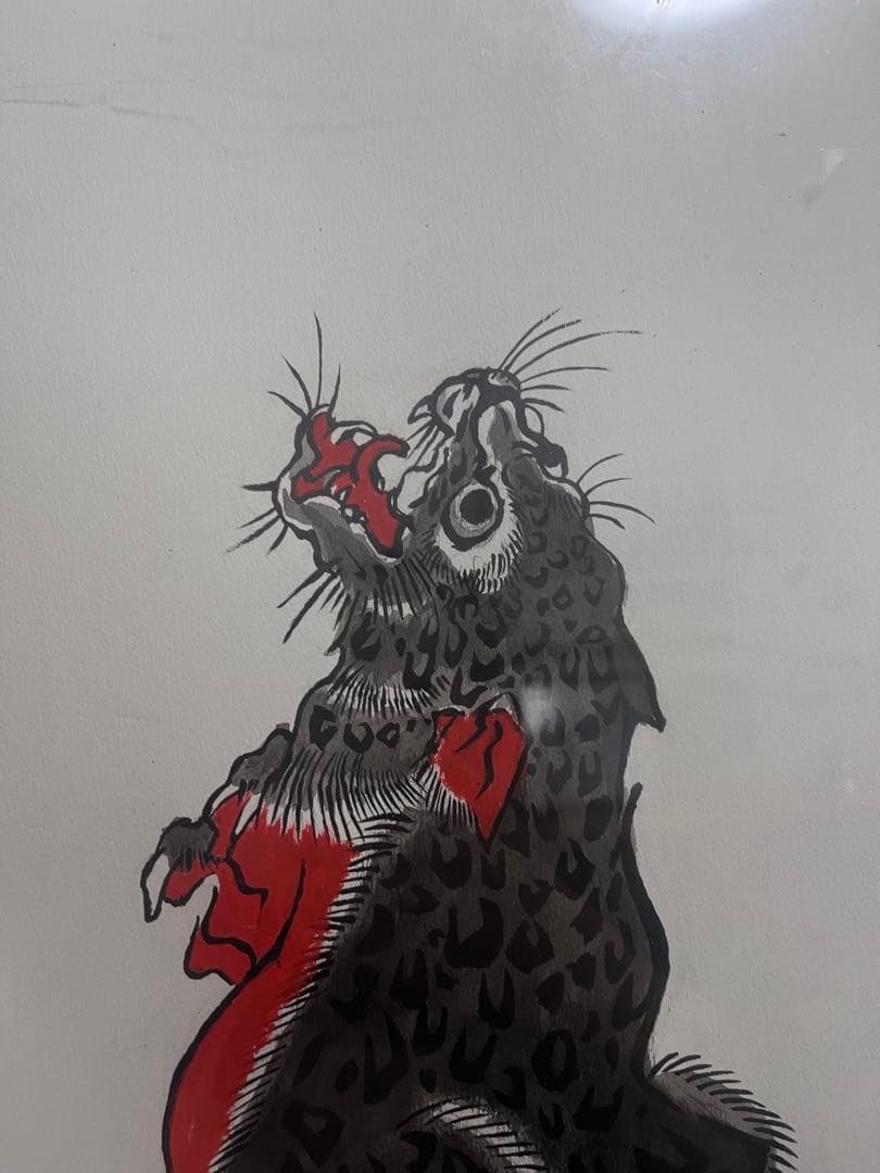 日本画　豹　夏兎（水墨画）